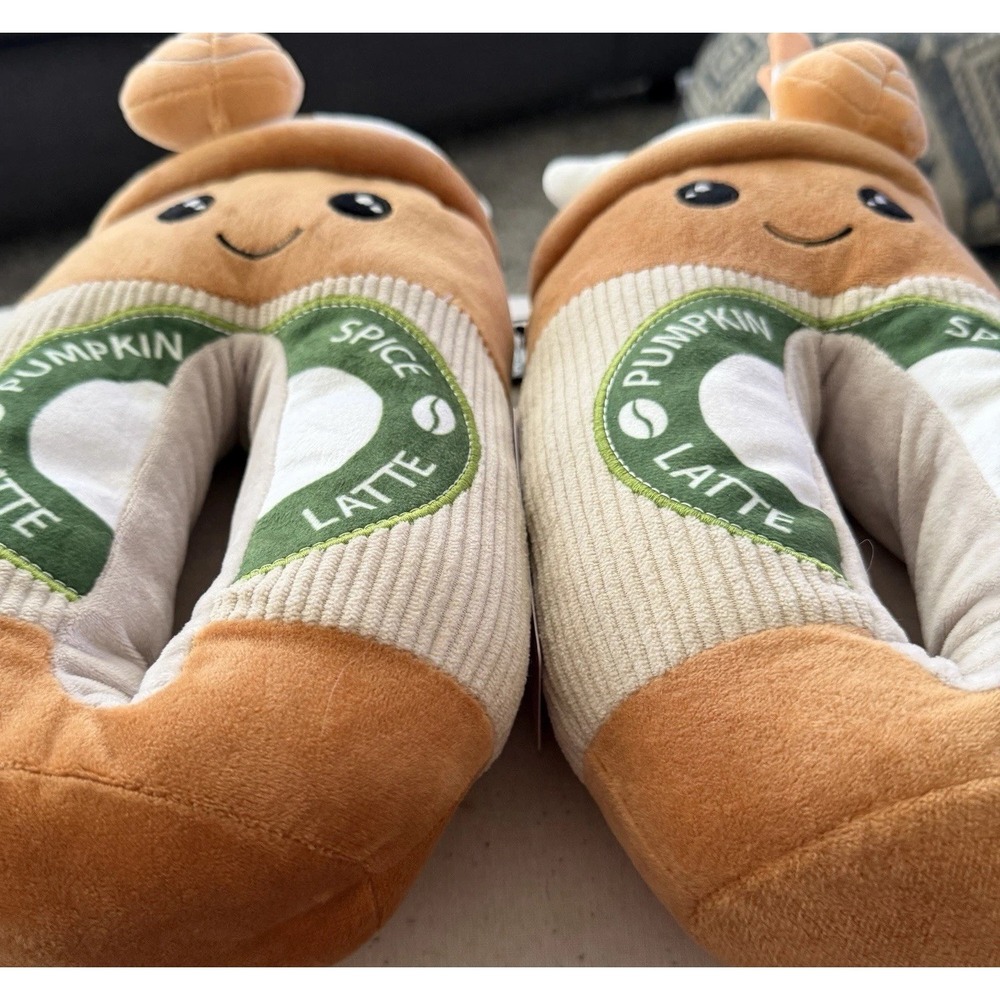 NWT Feetmoji Women's SIZE 9-10 Pumpkin Latte Plush Slippers Cozy Pumpkin Latte - Picture 5 of 7